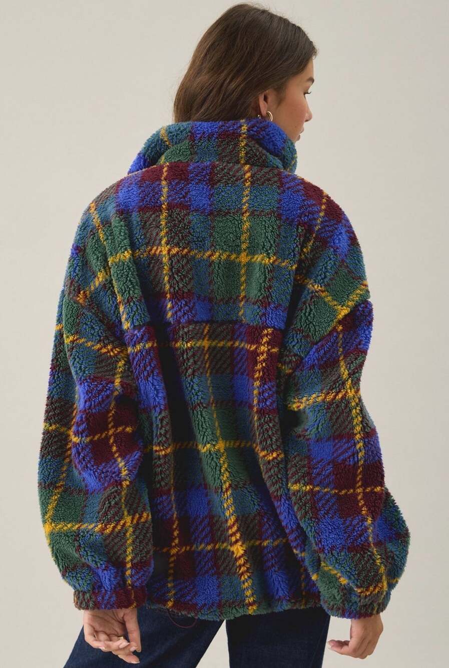Urban Outfitters Plaid Teddy Fleece Zip Jacket Size Small Nwt - Picture 5 of 5